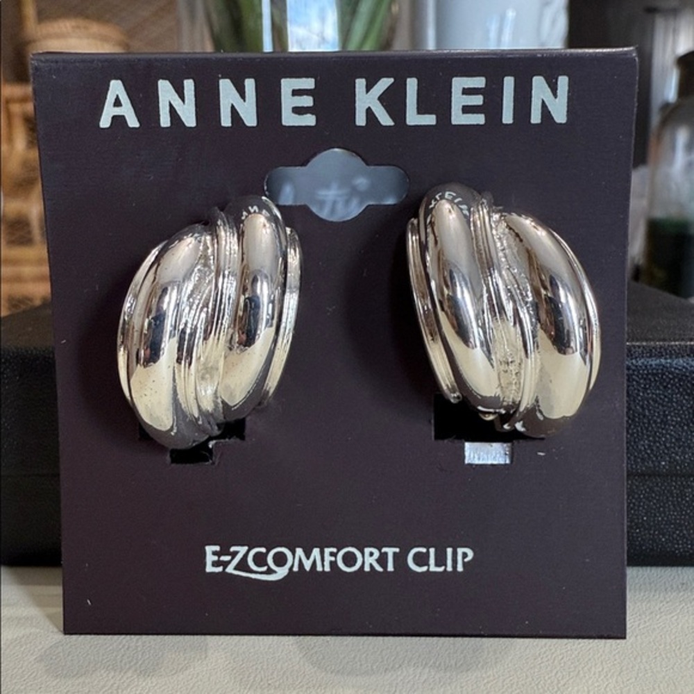 Anne Klein Silver Tone Comfort Clip Earrings